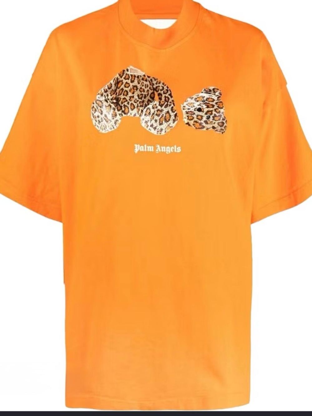 Palm Angels Orange Leopard Bear t-shirt with callout
